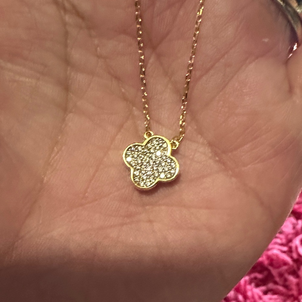 Gold and Silver Floral Pendant Necklace